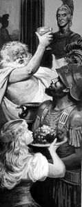 King Midas Entertains Silenus art by Ralph Bruce