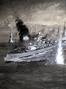 They Made Headlines: Battle of the River Plate art by Graham Coton