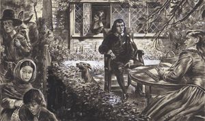Poet John Milton and Daughters art by Cecil Doughty