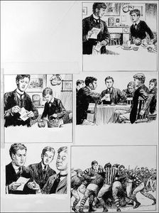 The Fifth Form at St. Dominic's - Rugger (TWO pages) art by Cecil Doughty