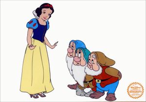 Snow White with 3 Dwarves art by Disney Studio