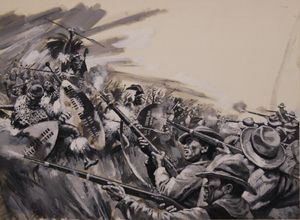 Zulu Massacre at Blood River art by Harry Green