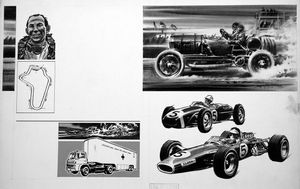 Grand Prix Racing: Grand Prix in America art by Wilf Hardy