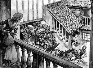 The Stagecoach Arrives art by Peter Jackson