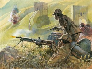 Chinese Troops at The Great Wall of China art by Andrew Howat