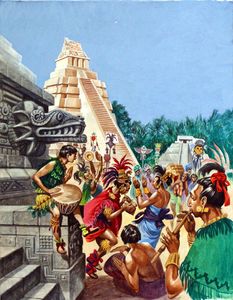 Celebrations at a Mayan Temple art by Peter Jackson