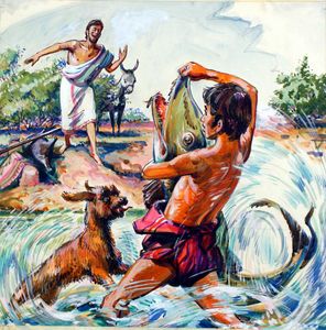 Bible Story 3 Tobias and the Fish art by William Francis Marshall