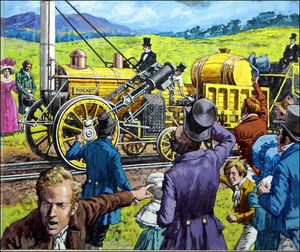 Stephenson's Rocket art by Roger Payne