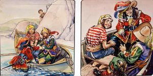 Peter Pan: Captain Hook in the Drink  (TWO panels) art by Nadir Quinto
