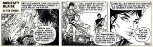 Modesty Blaise strip 2126 - Warlords of Phoenix - Very Early Romero Modesty Blaise strip art by Enri