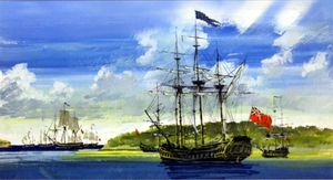 Trapped! A British Frigate Caught in a Blockade art by John S Smith