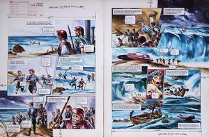 The Tidal Wave from 'The Hericon/Nivatian Conflict' (TWO pages) art by Gerry Wood