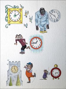 What Time Is It (TWO pages) art by Peter Woolcock