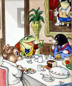 Dinner at Toad Hall art by Peter Woolcock