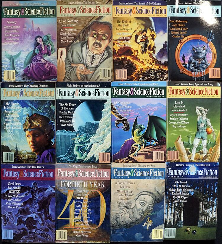 The Magazine of Fantasy and Science Fiction: 1989 (Complete) - Volume 76 & Volume 77, (12 issues)