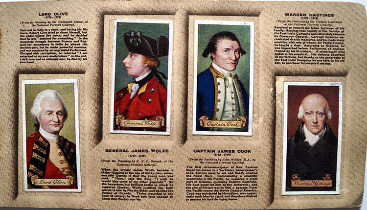 Complete Set of 50 'Celebrities Of British History' Carreras Cigarette Cards in album (1935)
