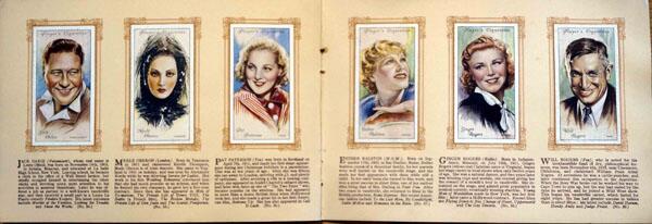 Complete Set of 50 Film Stars Second Series Cigarette cards in album (1934) by Various