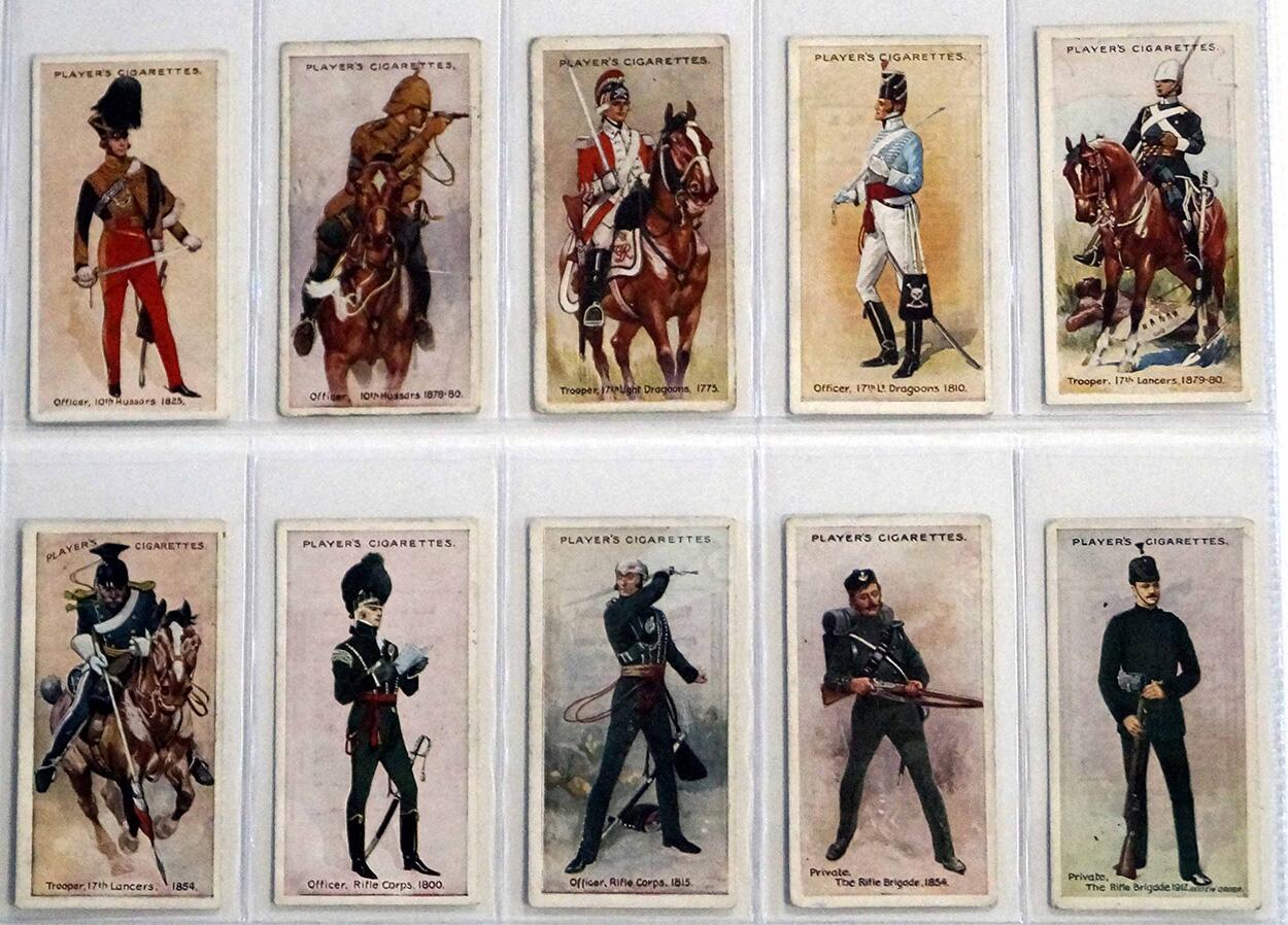 Full Set of 50 Cigarette Cards: Regimental Uniforms 1-50 (1912) by Various