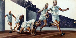 The Magic of the Olympics: Paavo Nurmi Winning art by Ron Embleton