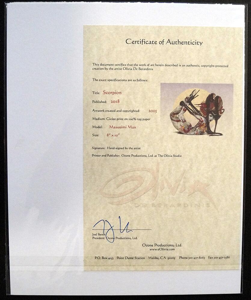 Certificate of authenticity art by Olivia (de Berardinis)
