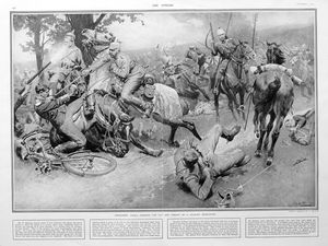 A Cavalry Encounter (original page from The Sphere 1914) art by Fortunino Matania