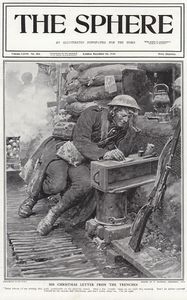 The Christmas Letter from the Trenches (original cover page from The Sphere 1916) art by Fortunino M