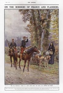 On the Borders of France and Flanders 1915 (original page from The Sphere 1915) art by Fortunino Mat