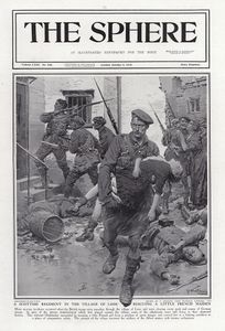 A Scottish Regiment in Loos 1915 (original cover page from The Sphere) art by Fortunino Matania
