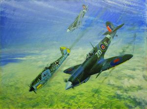Dogfight during the Battle of Britain art by Graham Coton