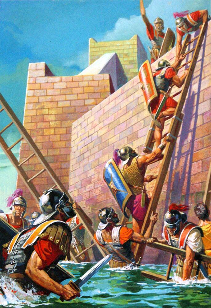 Scipio Scales the Walls of Carthago Nova art by Severino Baraldi