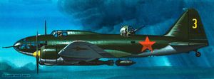 Ilyushin 11 (DB-3F) Bomber art by Wilf Hardy