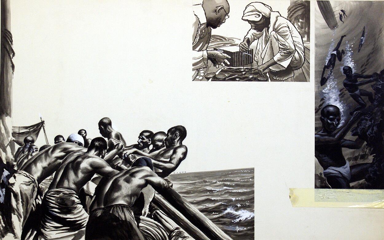Pearl Divers of the Persian Gulf art by Wilf Hardy