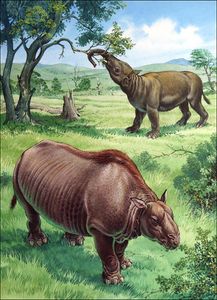 Toxodon and Pyrotherium art by Bernard Long