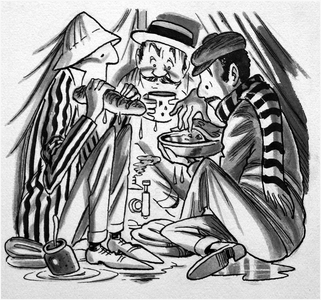 Three Men In A Boat: Soggy Grub art by Peter Woolcock