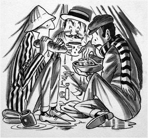 Three Men In A Boat: Soggy Grub art by Peter Woolcock
