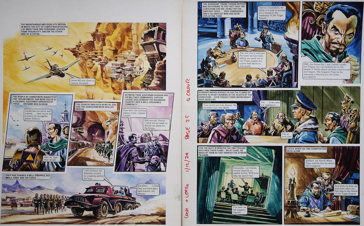Plotting in Zabriz from 'More Trouble in Zabriz' (TWO pages) art by Gerry Wood