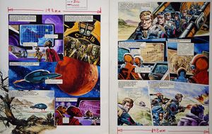 Open Fire! From 'Return of The Skorpiads' (TWO pages) art by Gerry Wood