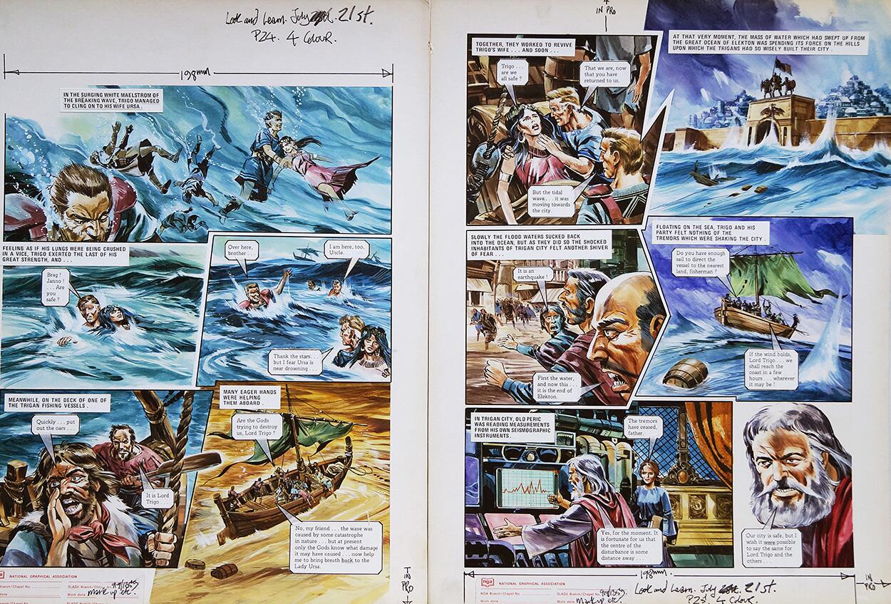 Close to Drowning from 'The Hericon/ivatian Conflict' (TWO pages) art by Gerry Wood