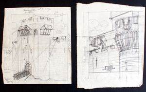 Anatomy Of A Castle (2 sketches) art by Leslie Ashwell Wood