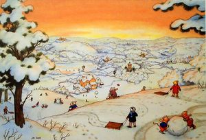 Rupert Bear: Nutwood Winter Sports art by John Harrold