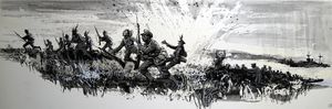 Charge at Gallipoli art by Ralph Bruce