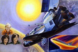 Women in Space art by Wilf Hardy