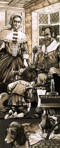 A 17th Century Boy Kneels in Front of his Father in Penitence art by Richard Hook
