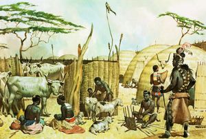 A Zulu Kraal art by James E McConnell