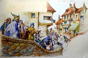 Procession Through the Village art by Jose Ortiz