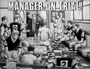 Manager On Trial - Football Story (TWO illustrations) art by Bert Vandeput
