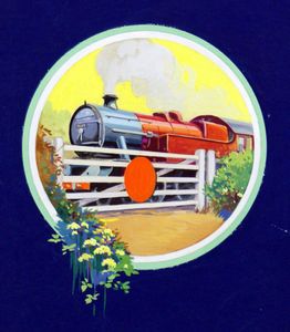 LMS Locomotive Steams Over The Crossing art by Geoffrey Day