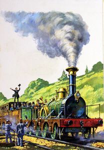 Steam Train at the Opening of part of the Great Western Railway art by Harry Green