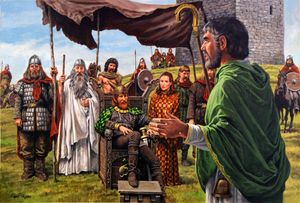 Saint Patrick Spreads the Gospel in Ireland art by Roger Payne