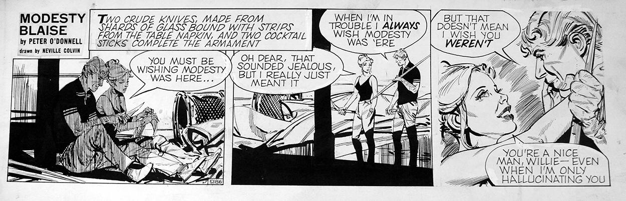 Modesty Blaise daily strip 5186 art by Neville Colvin